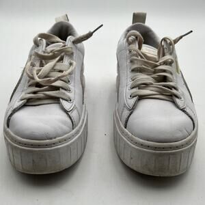 Puma Mayze Women's Platform Sneakers White Leather Casual Shoes Size 7 384209